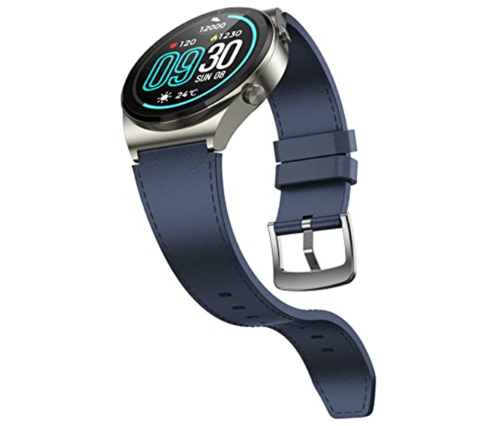 MKZ SK8 Plus Smart Watch with Bluetooth and Leather Strap- Blue - Zoom Image 5