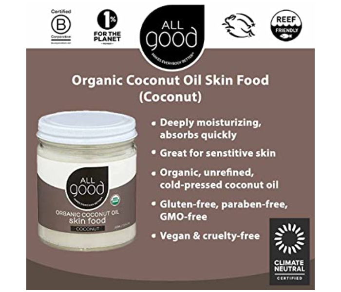 All Good 129073 7.5 Oz 222ml Organic Coconut Oil Skin Cream - Zoom Image 2