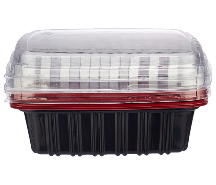 Hotpack HSMRB650 5 Pieces 650ml Red and Black Base Container with Lids - Zoom Image 2