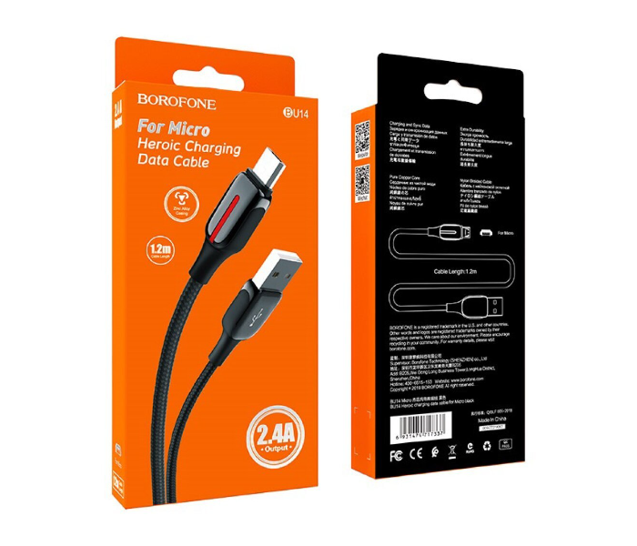 Hoco BU14 Heroic Charging Data Cable For Micro - Black - Zoom Image 4