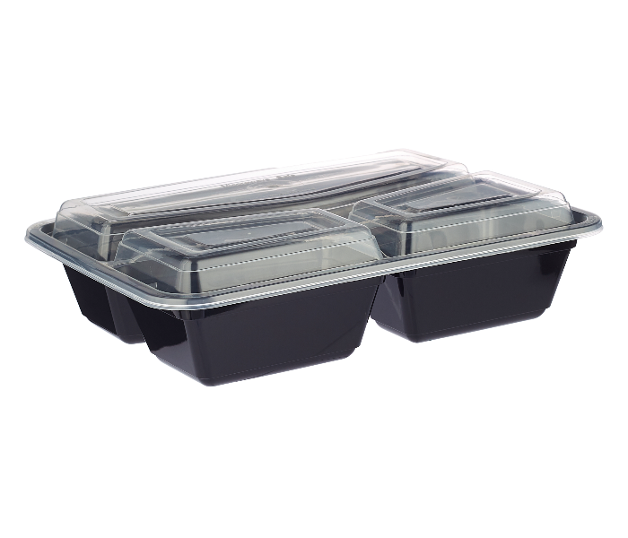 Hotpack HSMBBMC3C 5 Pieces Container Black Base with 3 Compartment Lid - Zoom Image 3