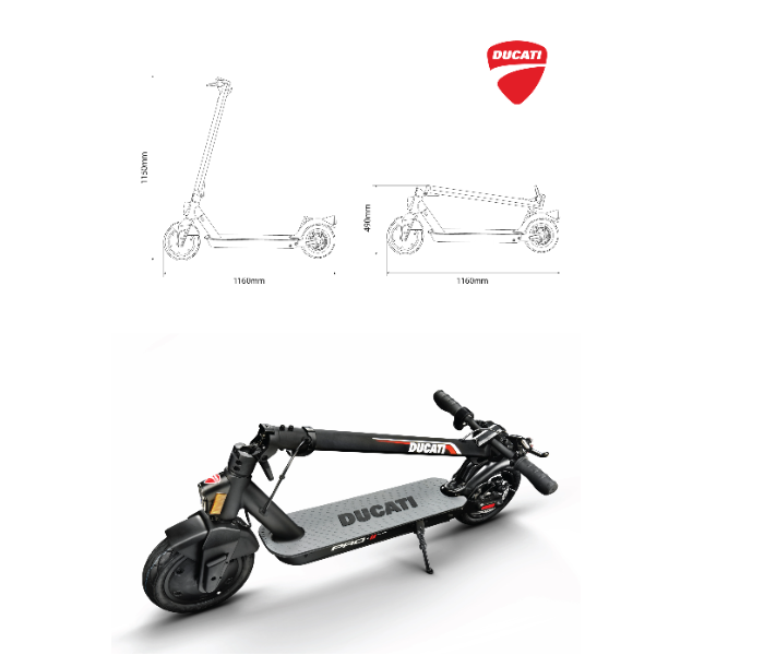 Ducati Pro 2 Plus 350W Foldable Electric Scooter - Black - Zoom Image 6