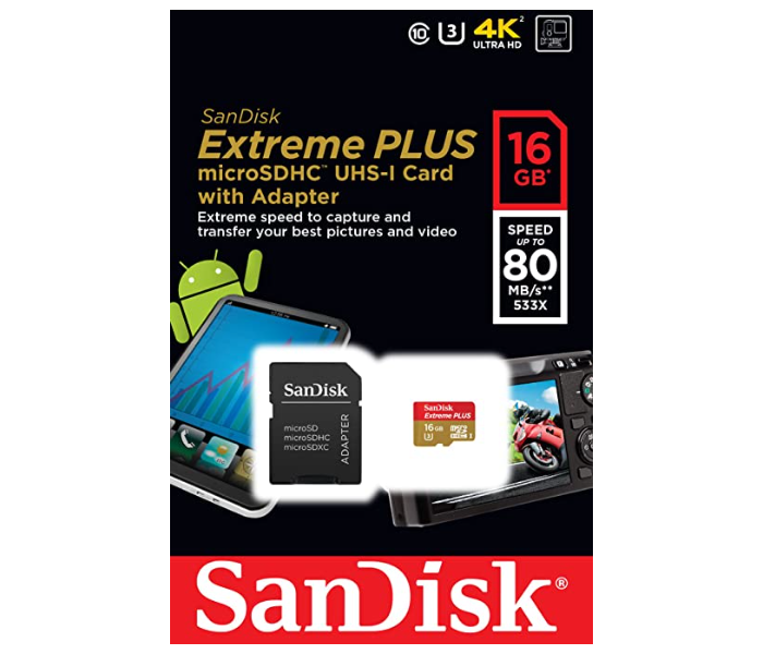 SanDisk SDSDQX-016G-U46A Extreme Plus 16GB Memory Card Speed Up To 80MB/s - Zoom Image 2