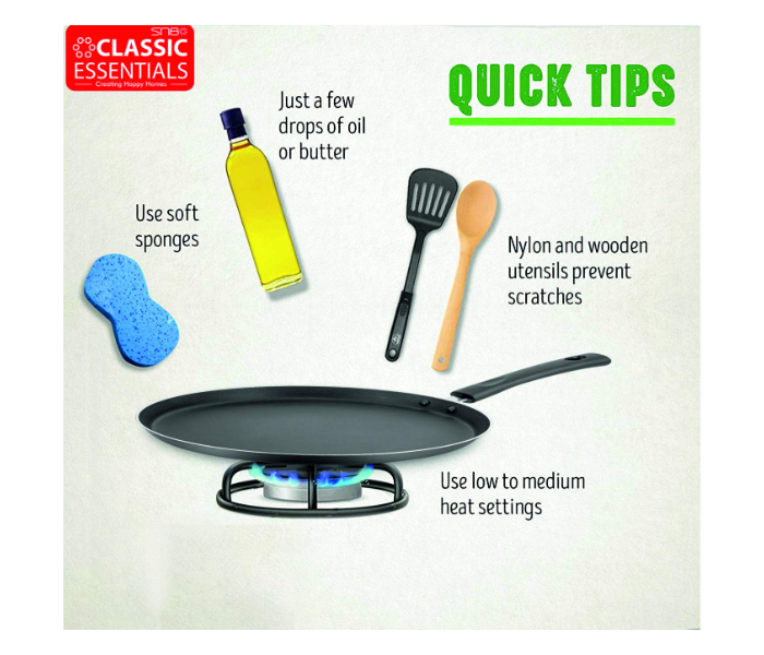 Classic Essentials 5057 25cm Non Stick Roti Tawa - Black - Zoom Image 3