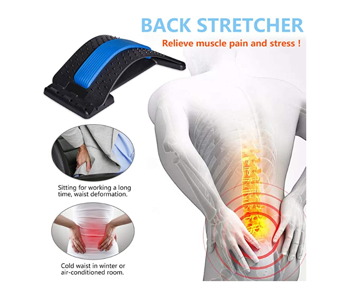 Back Stretcher Fitness Lumbar Posture Correction Massager Back Pain Relief Corrector Magic Back Relaxation - Blue and Black - Zoom Image 2