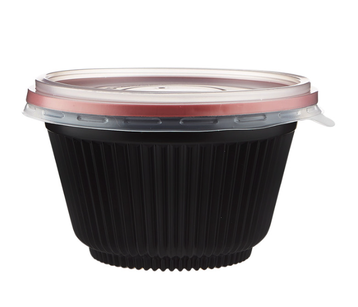 Hotpack HSMRBSB450 5 Pieces 450ml Red and Black Base Soup Bowls with Lids - Zoom Image 2