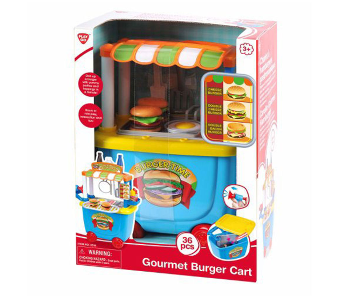 PlayGo 3516 Play Go Gourmet Burger Cart Toys For Kids - Blue and White - Zoom Image 2