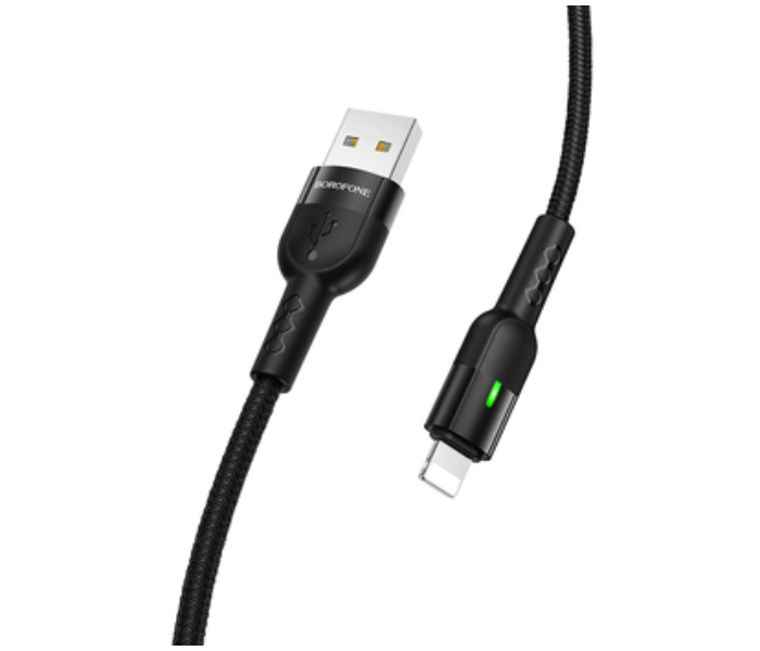 BOROFONE BU17 Starlight Smart Power Off Charging Data Cable For Lightning - Black - Zoom Image 3