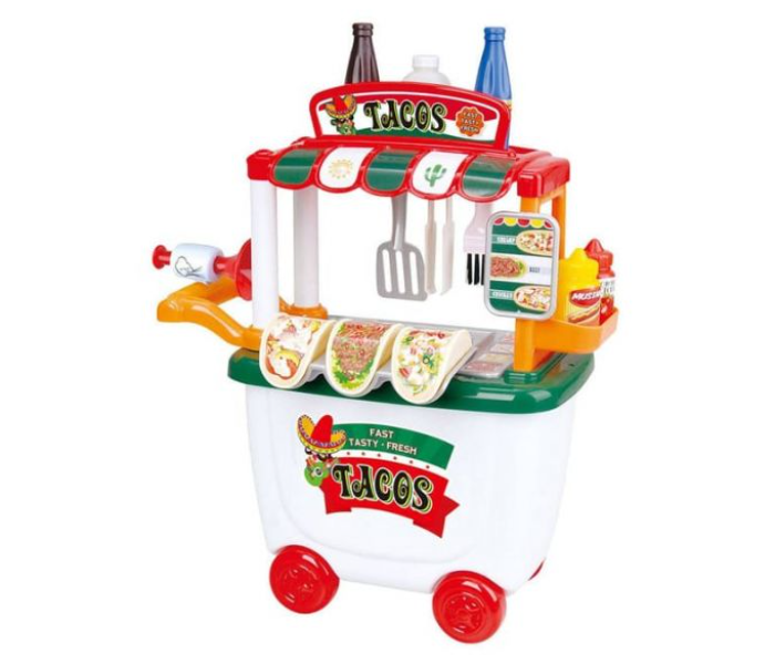 PlayGo 3514 29 Pieces Gourmet Taco Party Cart Toys For Kids - Green and White - Zoom Image 2