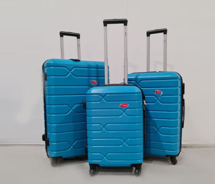 3 Piece Extreme Lightweight Hard Shell ABS Luggage Trolley - Cyan Blue - Zoom Image