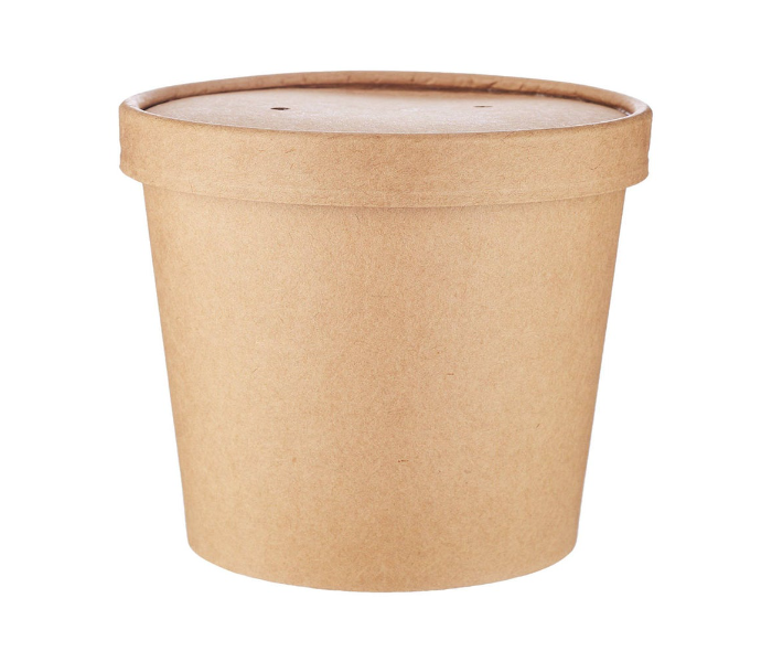 Hotpack HSMPNB12K 5 Pieces 12oz Kraft Soup Cup Lid - Brown - Zoom Image 1