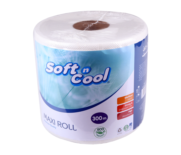 Hotpack SNCMRIW 300 Meter Soft n cool Embossed Perforated Paper Maxi Roll - 1Ply 1Roll - Zoom Image