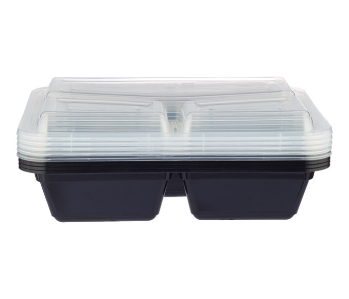 Hotpack HSMBBMC3C 5 Pieces Container Black Base with 3 Compartment Lid - Zoom Image 2