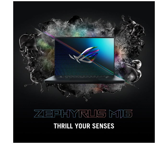 ASUS ZEPHYRUS M16 GU603ZE-LS035W ROG 16 Inch WUXGA Intel Core i7 12700H Processor 16GB RAM 1TB SSD 4GB NVIDIA Geforce RTX 3050TI Graphics Windows 11 Home - Black - Zoom Image 1