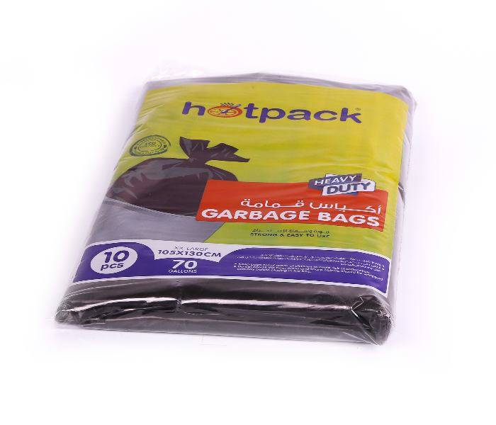 Hotpack GH105130 10 Pieces 105x130cm Heavy Duty 70 Gallon Garbage Bag - Black - Zoom Image