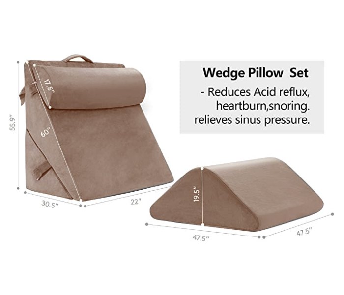 4 Pieces Orthopedic Bed Wedge Pillows Set - Beige - Zoom Image 4