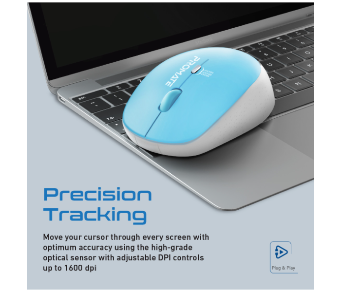 Promate Professional Precision Tracking Comfort Grip Wireless Mouse - Blue - Zoom Image 2