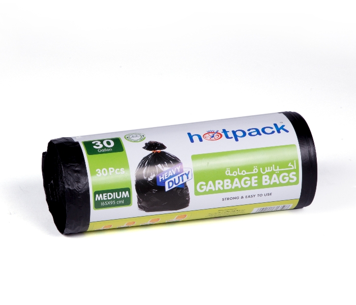 Hotpack HSMGBR6595 30 Pieces Roll 65x95cm 30 Gallon Garbage Bag - Black - Zoom Image