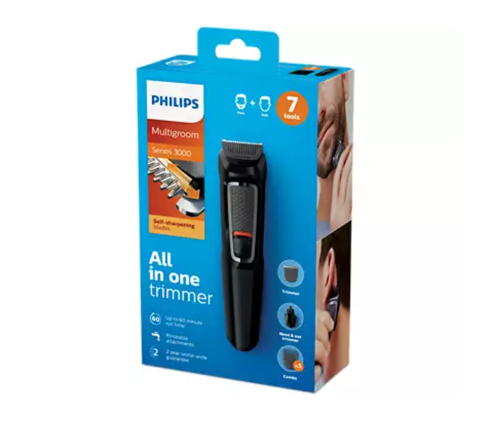 Philips MG3720/33 7-in-1 Multigroom Series 3000 Face and Hair Trimmer - Black - Zoom Image 6