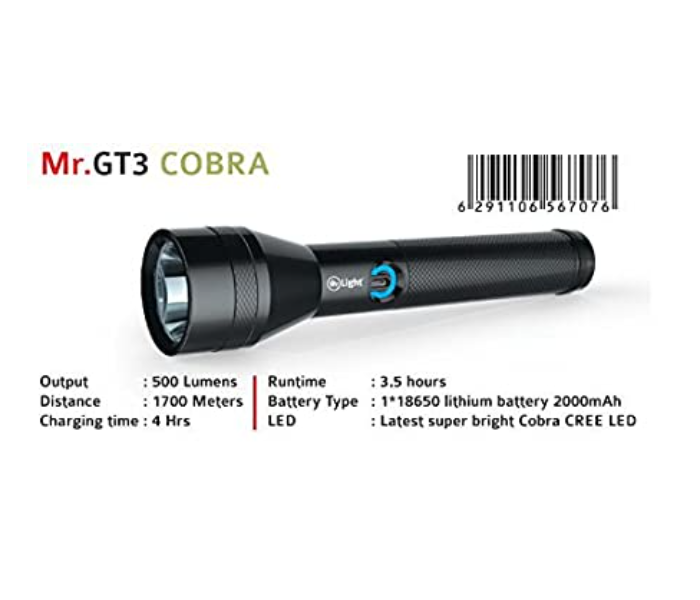 Mr Light MR120 Rechargeble Flashlight - Black - Zoom Image 4