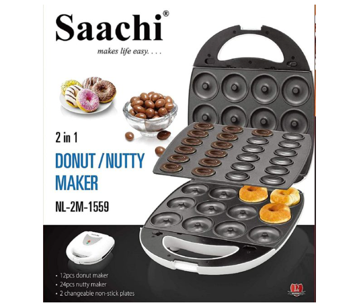 Saachi NL-2M-1559 2 In 1 Donut Maker - Black and Silver - Zoom Image 2