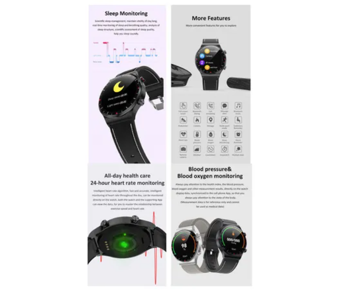 MKZ SK8 Plus Smart Watch with Bluetooth and Silicone Strap - Black - Zoom Image 3