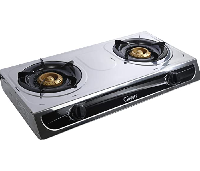 Clikon CK4287 2 Burner Stainless Steel Gas Stove with Automatic Ignition - Black - Zoom Image 2