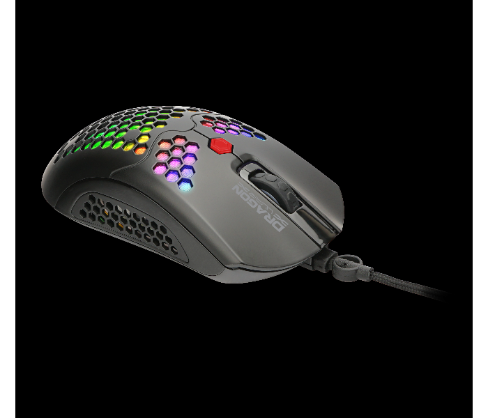 Dragon War ELE-G25-BK Ultra-Light Honeycomb RGB Gaming Mouse 12000 DPI - Black - Zoom Image 1