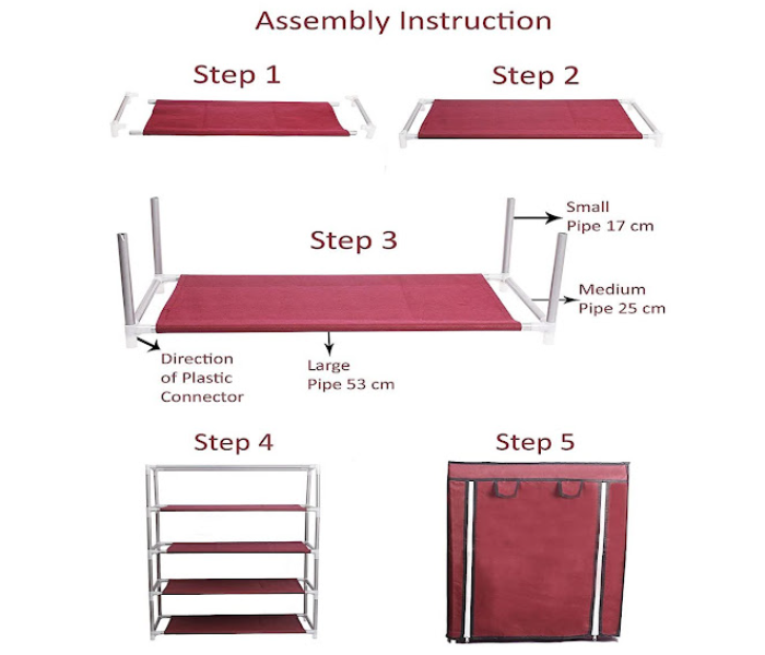 GTC 4 Grids Simple Shoe Rack - Brown - Zoom Image 5