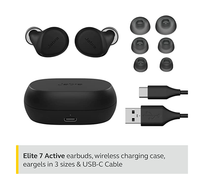 Jabra Elite 7 Active Waterproof In Ear Sports Earbuds with Mic - Black - Zoom Image 2