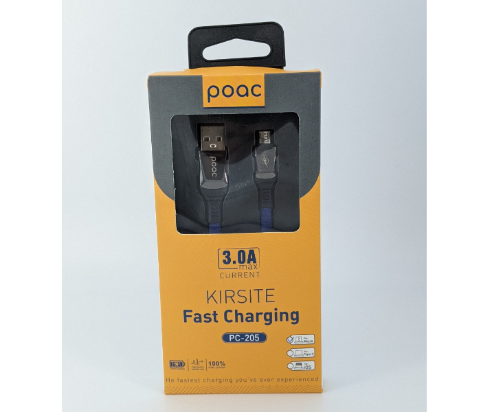 Poac PC-205 Kirsite Type C Fast Charging Cable - Blue - Zoom Image 2