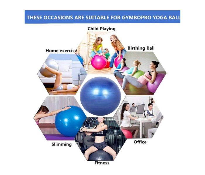 GTC Anti-Burst Yoga Ball with Pump Exercise Ball - Blue - Zoom Image 5