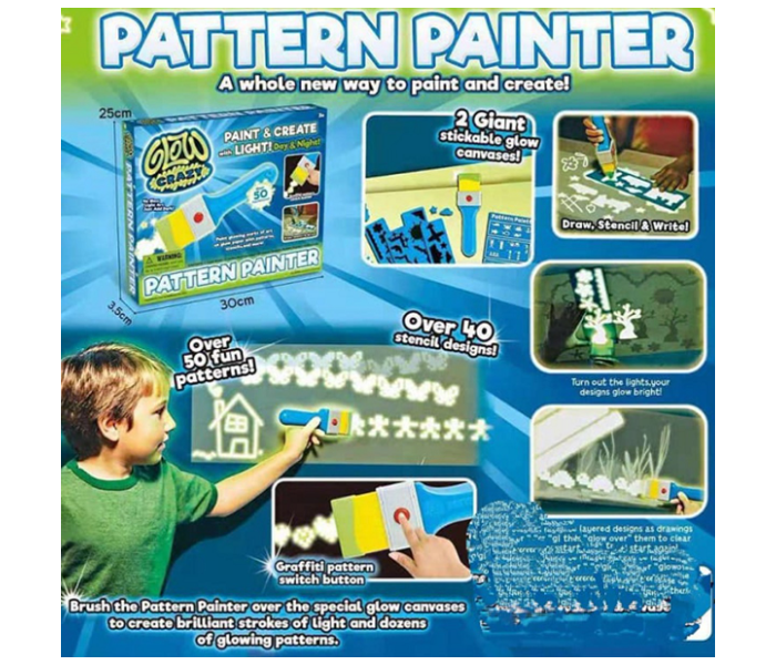 Kids Painting Board in The Dark Laser Light Technology Paint Brushes and Brushes Kit With Glitter Paper and Stencils - Zoom Image 1