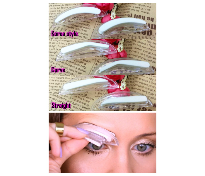 Generic 2 Pair Eyebrow Stamp Holder and Puff Eyebrow Chop -White - Zoom Image 1