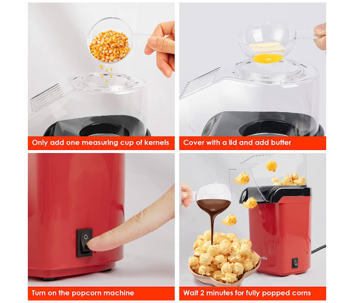  Mini Popcorn Maker, 1200W Fast Popcorn Making Machine, Hot Air  Popcorn Popper with Wide Mouth Design, Oil and BPA Free, for Small Home  Party: Home & Kitchen