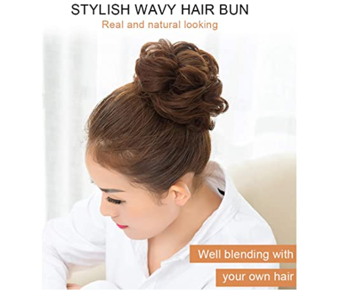 Pack of 4 Colours Stylish Wavy Original Natural Washable Hair Bun with Elastic Rubber Band - Zoom Image 3