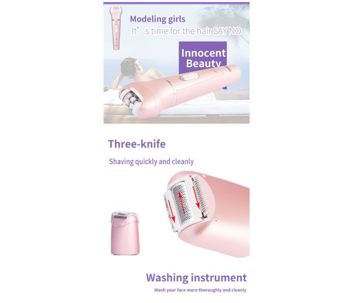 DSP 5 in1 Epilator Shaver Hair Removal And Calluses Foot Massager Facial Cleaner Massage Brush - Pink - Zoom Image 8