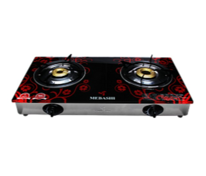 Mebashi ME-GS1002G Double Burner Glass Gas Stove - Black and Silver - Zoom Image 3