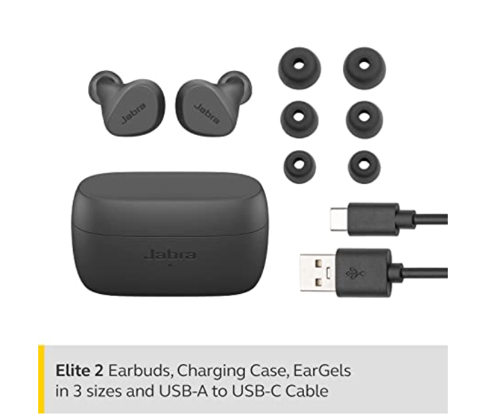 Jabra Elite 2 Bluetooth Ear Earbuds - Dark Grey - Zoom Image 2