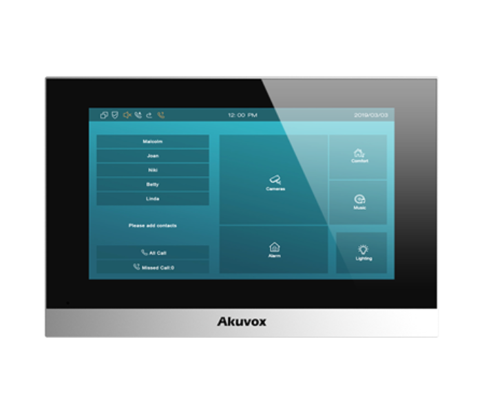 Akuvox C313S 7 Inch Multifunction Touch Screen Indoor Monitor With Wi-Fi Option - Black and Silver - Zoom Image