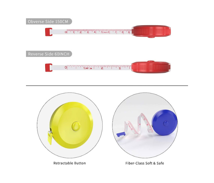 GTC 60 Inch Retractable Measuring Tape - Red - Zoom Image 4