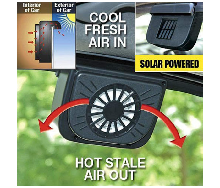 GTC Solar Powered Car Auto Cooler Ventilation - Black - Zoom Image 1