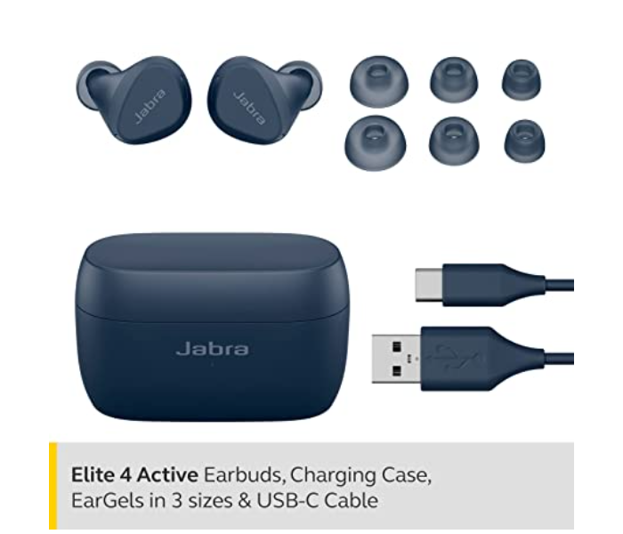 Jabra Elite 4 Active In-Ear Bluetooth Earbuds with Mic - Navy - Zoom Image 2