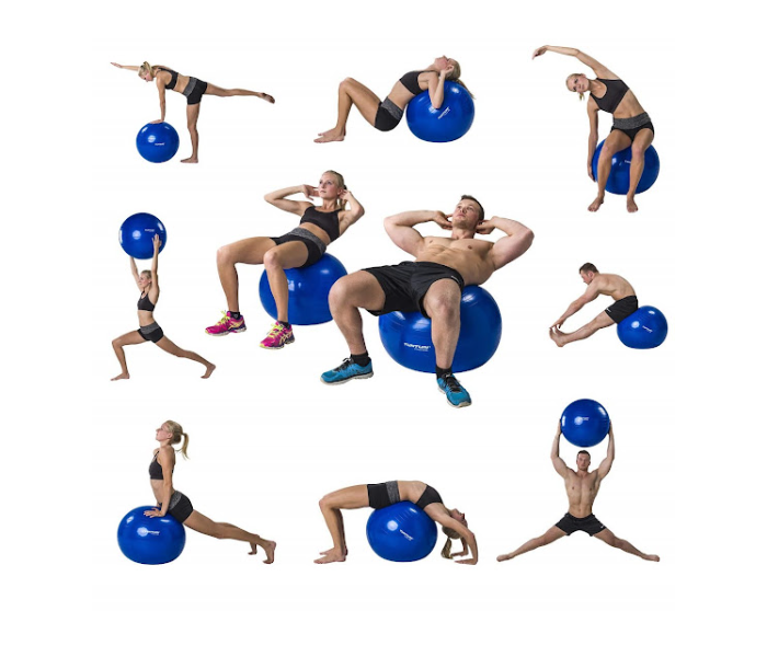 GTC Anti-Burst Yoga Ball with Pump Exercise Ball - Blue - Zoom Image 3