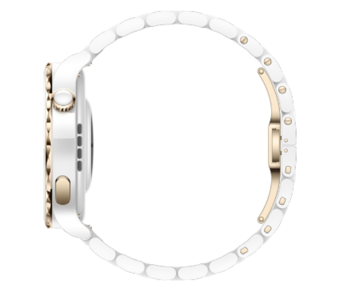 Huawei Watch GT 3 Pro 42mm White Ceramic Case with Gold Bezel and White Ceramic Strap - Zoom Image 3