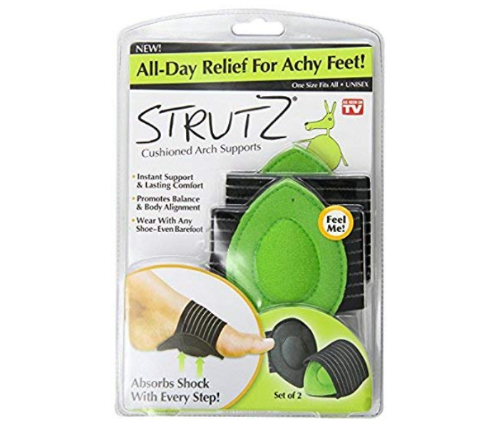 Unisex Cushioned Arch Support for Flat and Achy Feet - Black and Green - Zoom Image 2