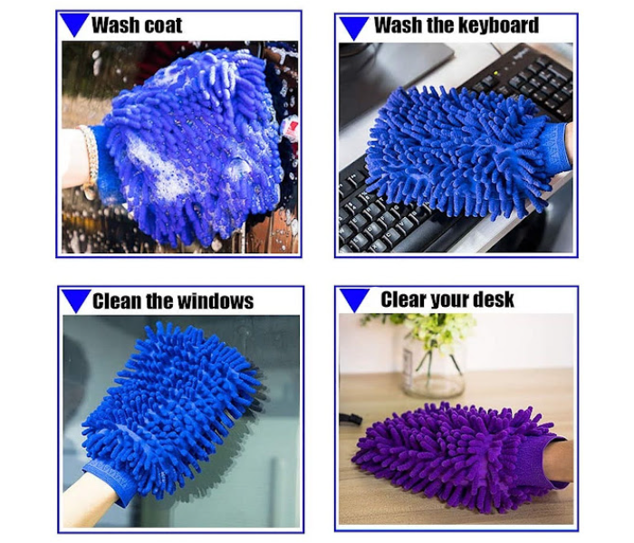 GTC Microfiber House Cleaning and Car Wash Mitts - Blue - Zoom Image 4