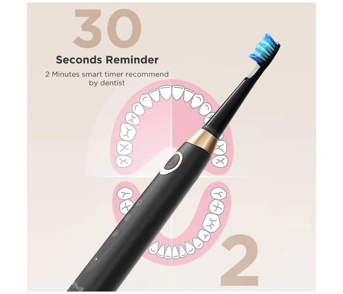 Fairywill FW508-B Rechargeable Sonic Electric Toothbrush with 8 Heads - Black - Zoom Image 1