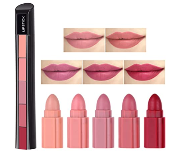 5 In 1 Lipstick Set Non Stick Long Lasting Waterproof Velvet Matte Finish - Zoom Image 1