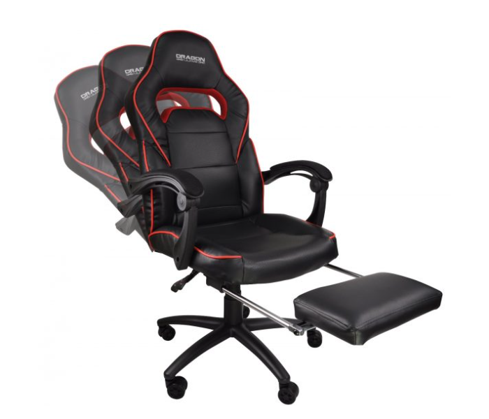 Dragon War GC-006 Pro-Gaming Chair with Foot Rest - Black - Zoom Image 2